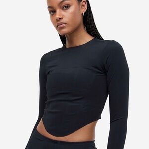 NWT H&M XL Black Long Sleeve Rash Guard Swim Top